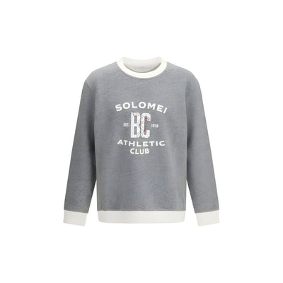 Bluză de molton gri din bumbac Brunello Cucinelli