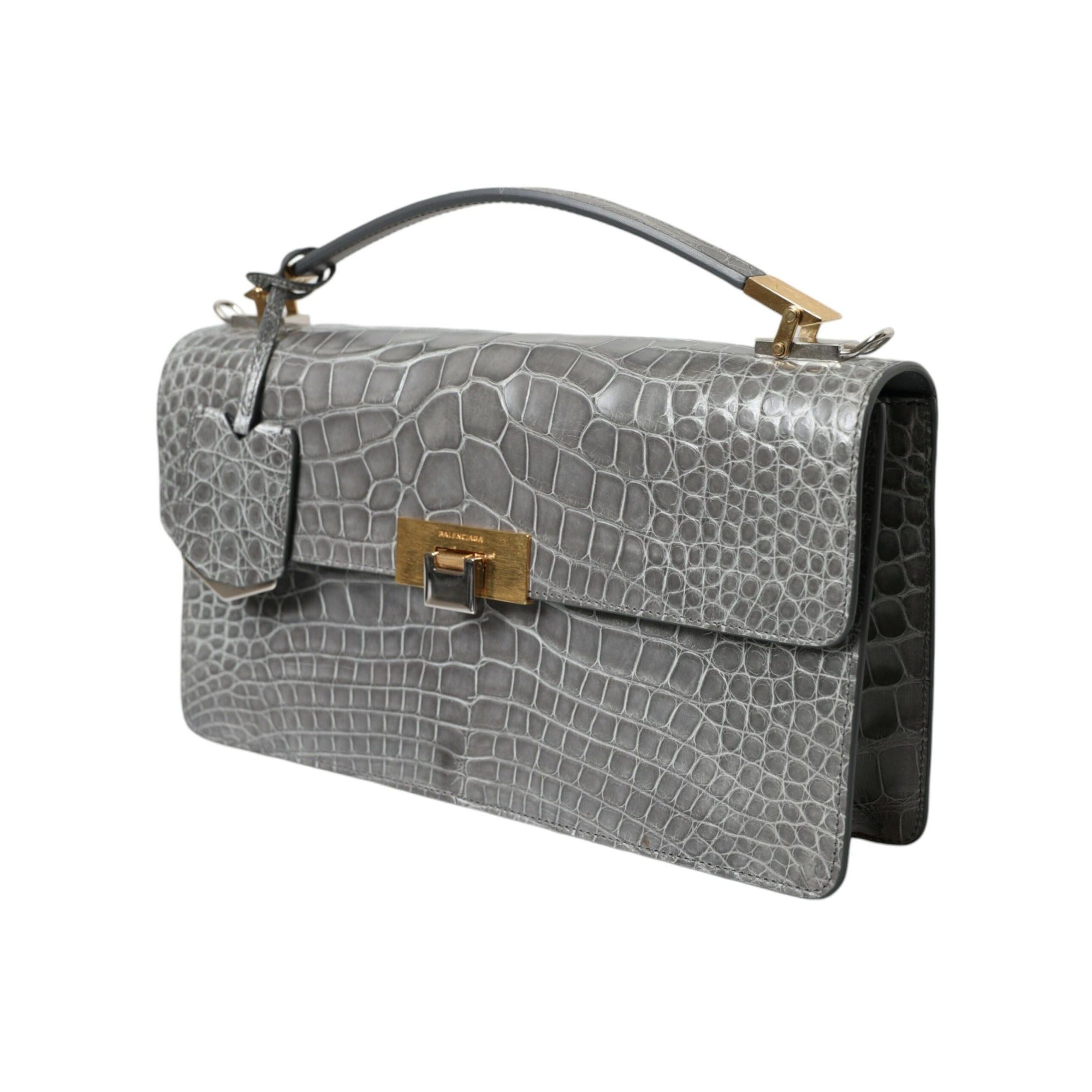 Balenciaga Grey Exotic Leather Shoulder Bag