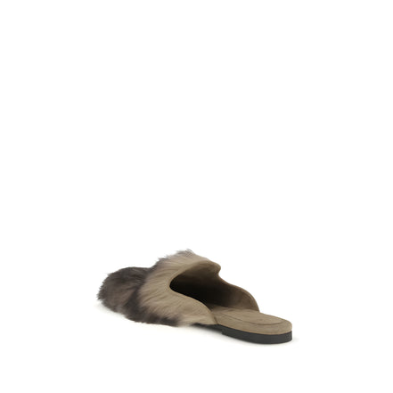 Dolce & Gabbana Gray Leather Mules