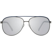 Silver aviator sunglasses with reflective lenses and thin metal frame