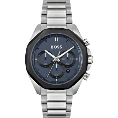 Ceas elegant Hugo Boss gri, din oțel inoxidabil
