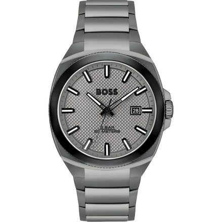 Ceas elegant Hugo Boss gri din oțel inoxidabil