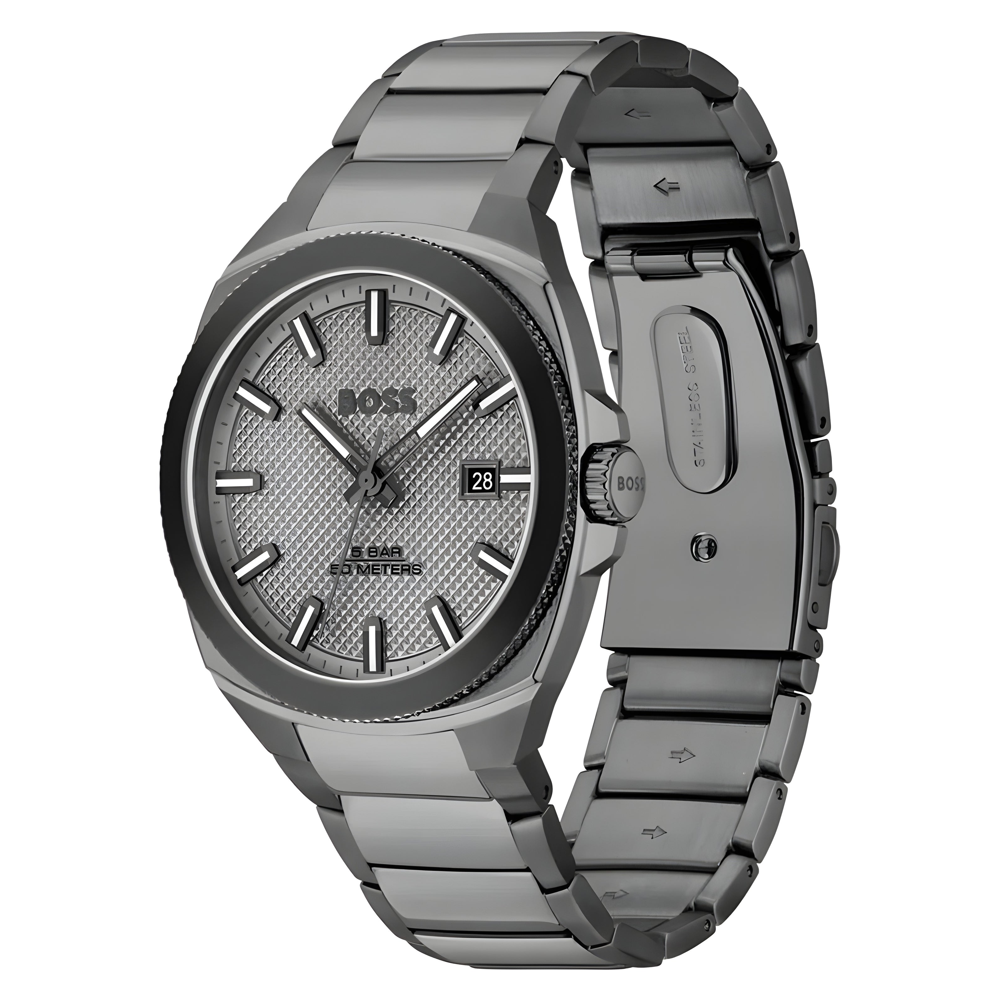 Hugo Boss Grey Stainless Steel Dress Watch