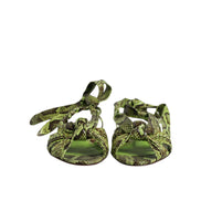 Dolce & Gabbana Green Animal Print Ankle Wrap Sandals