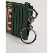 Portofel tip etui pentru carduri Dolce & Gabbana, Monogramă, Imprimeu Logo Verde