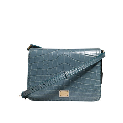 Geantă mini crossbody Dolce & Gabbana din piele exotică verde cu placă DG