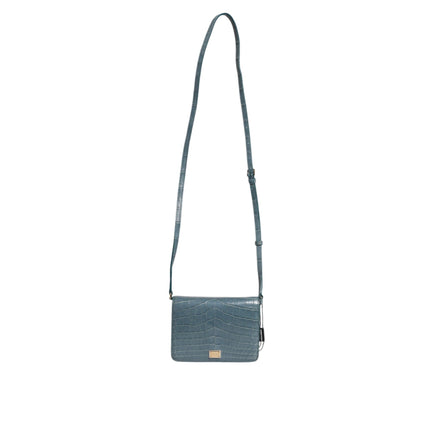 Geantă mini crossbody Dolce & Gabbana din piele exotică verde cu placă DG