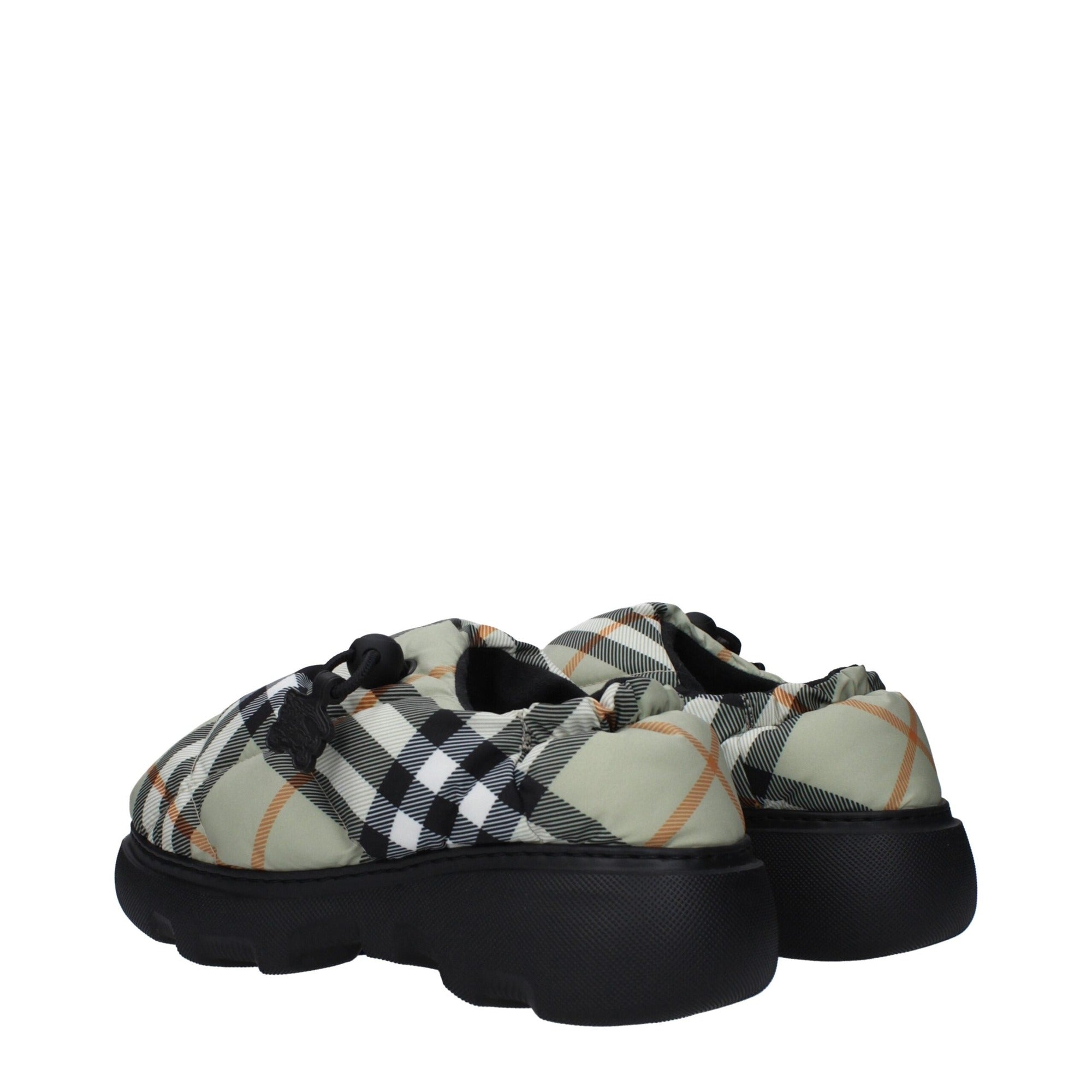 Burberry Green Fabric Slip-On Loafers