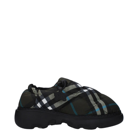 Pantofi fără șiret, tip mocasin, din material textil verde, Burberry