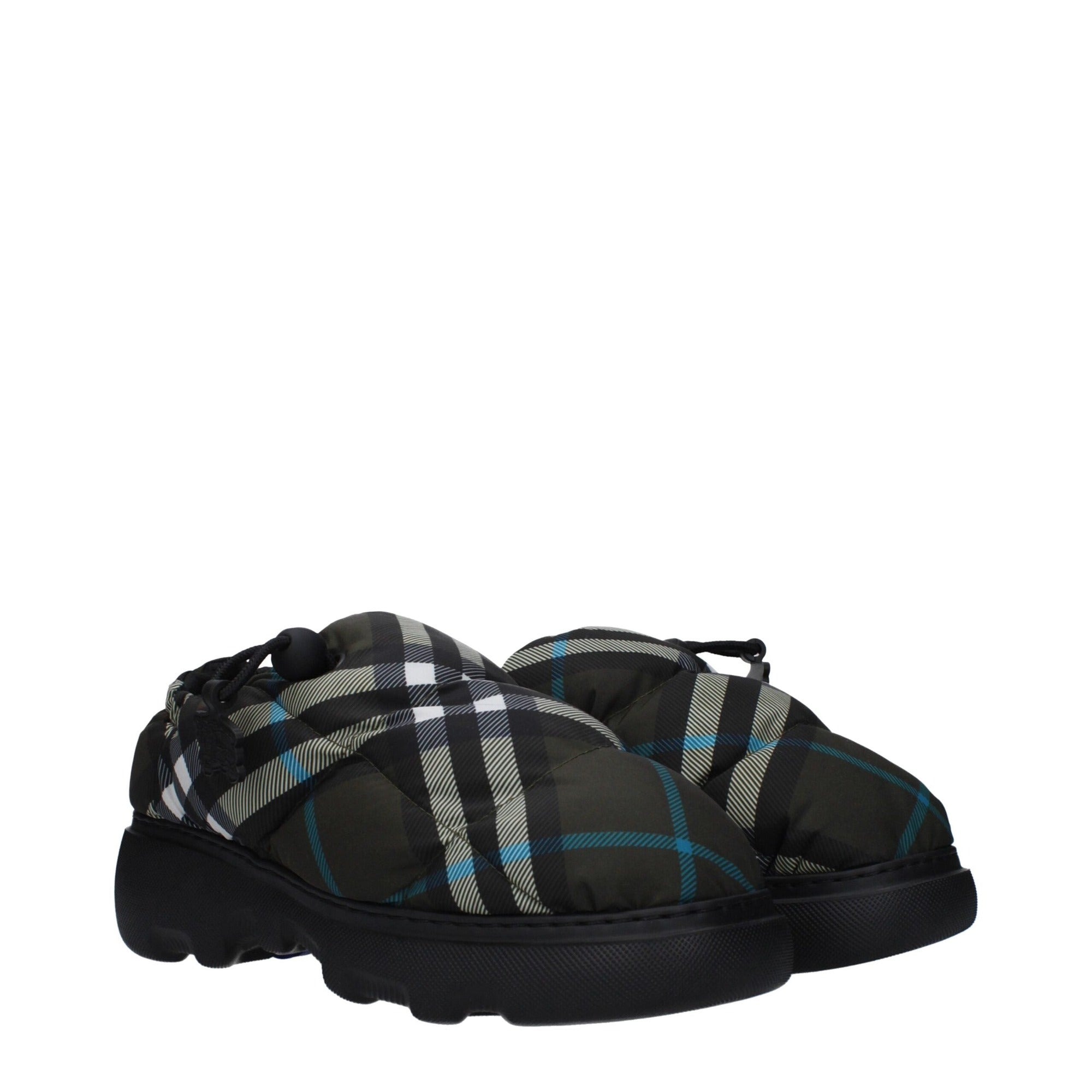 Pantofi fără șiret, tip mocasin, din material textil verde, Burberry