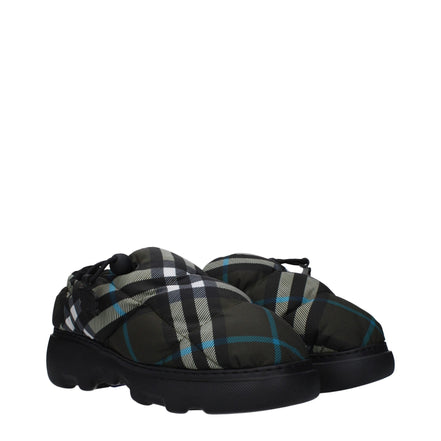 Pantofi fără șiret, tip mocasin, din material textil verde, Burberry