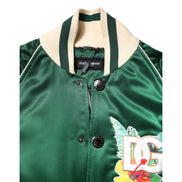 Geacă Bomber cu Fermoar Integral Dolce & Gabbana cu Logo DG Floral Verde
