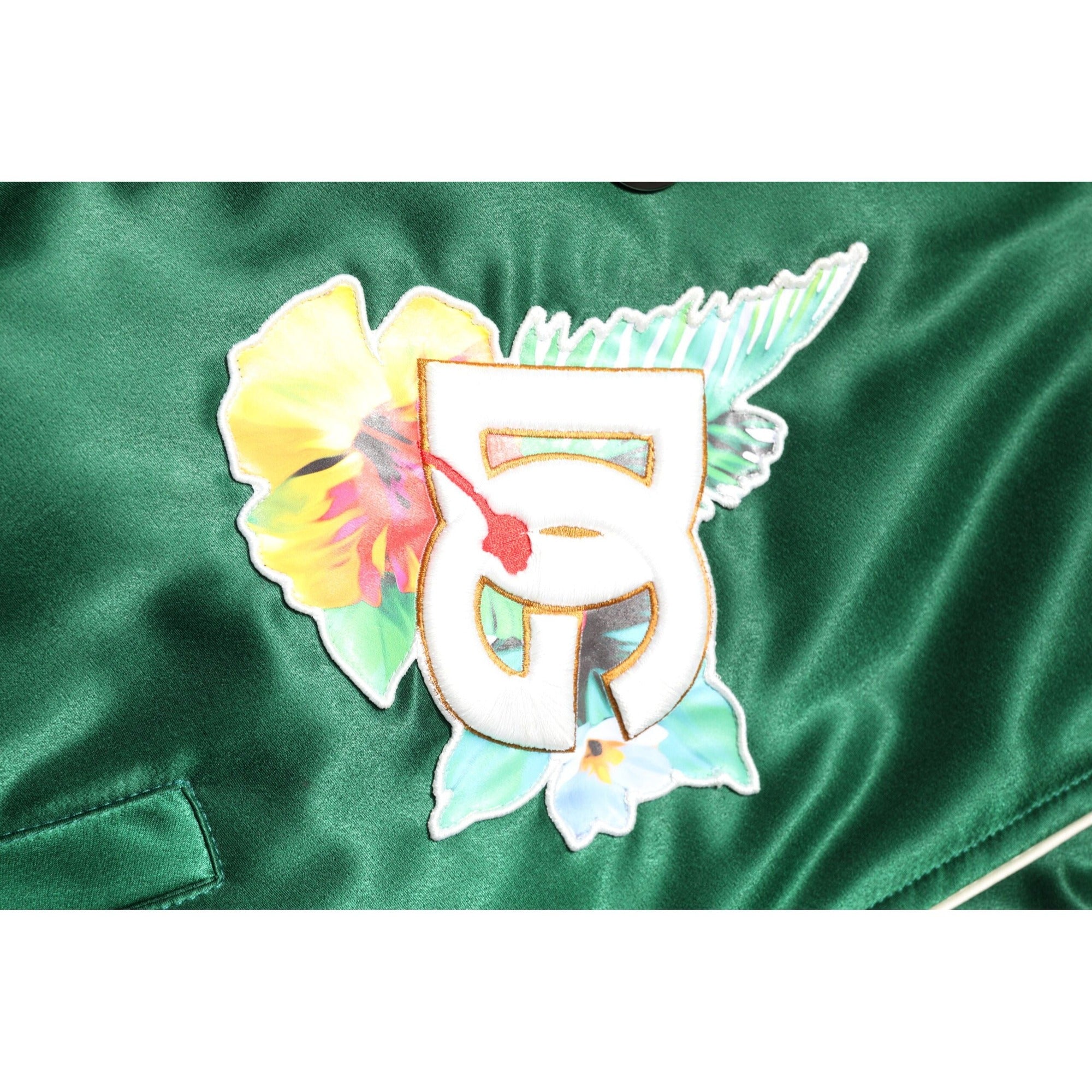 Geacă Bomber cu Fermoar Integral Dolce & Gabbana cu Logo DG Floral Verde