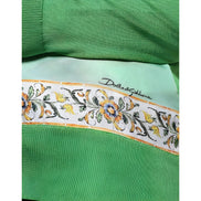 Dolce & Gabbana Green Silk Granita Al Limone Long Sleeves Sweater