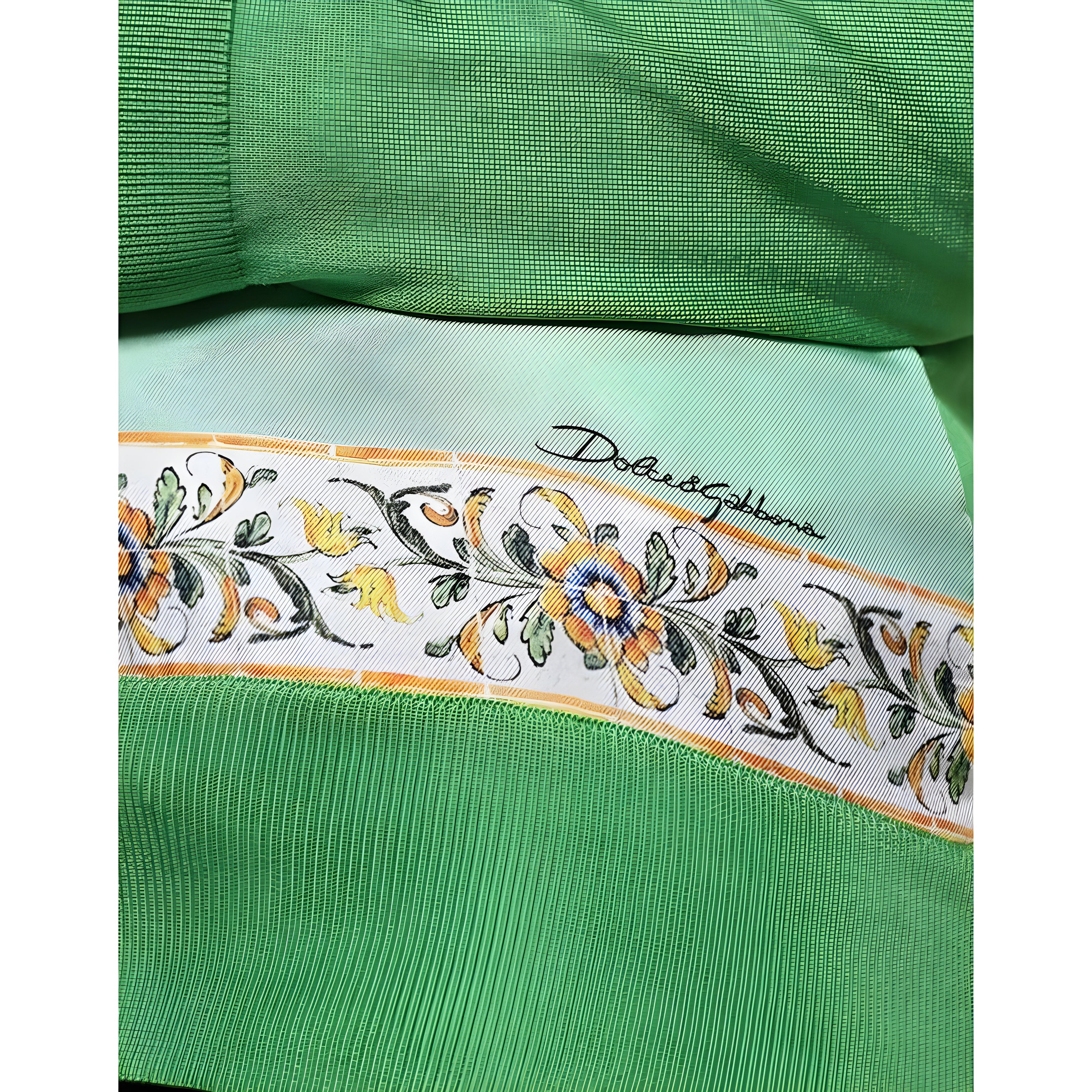 Dolce & Gabbana Green Silk Granita Al Limone Long Sleeves Sweater