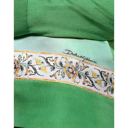 Dolce & Gabbana Green Silk Granita Al Limone Long Sleeves Sweater