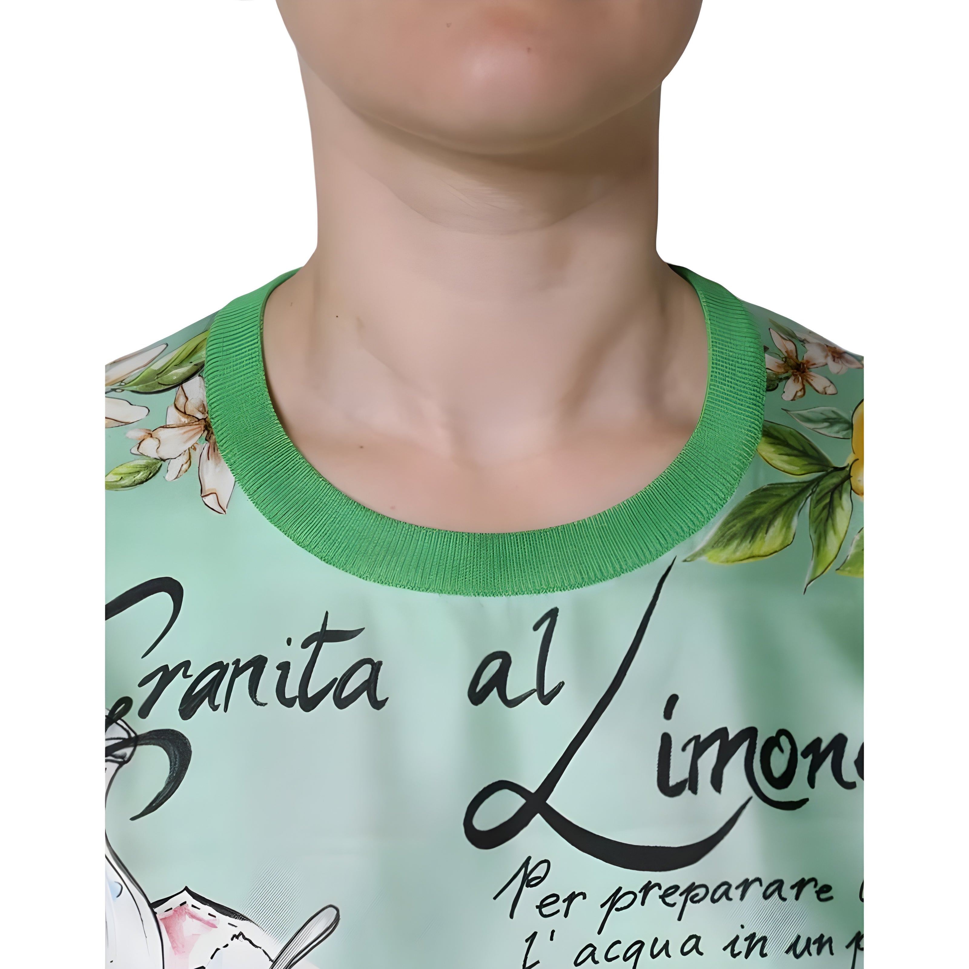 Dolce & Gabbana Green Silk Granita Al Limone Long Sleeves Sweater