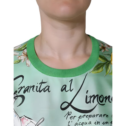 Dolce & Gabbana Green Silk Granita Al Limone Long Sleeves Sweater