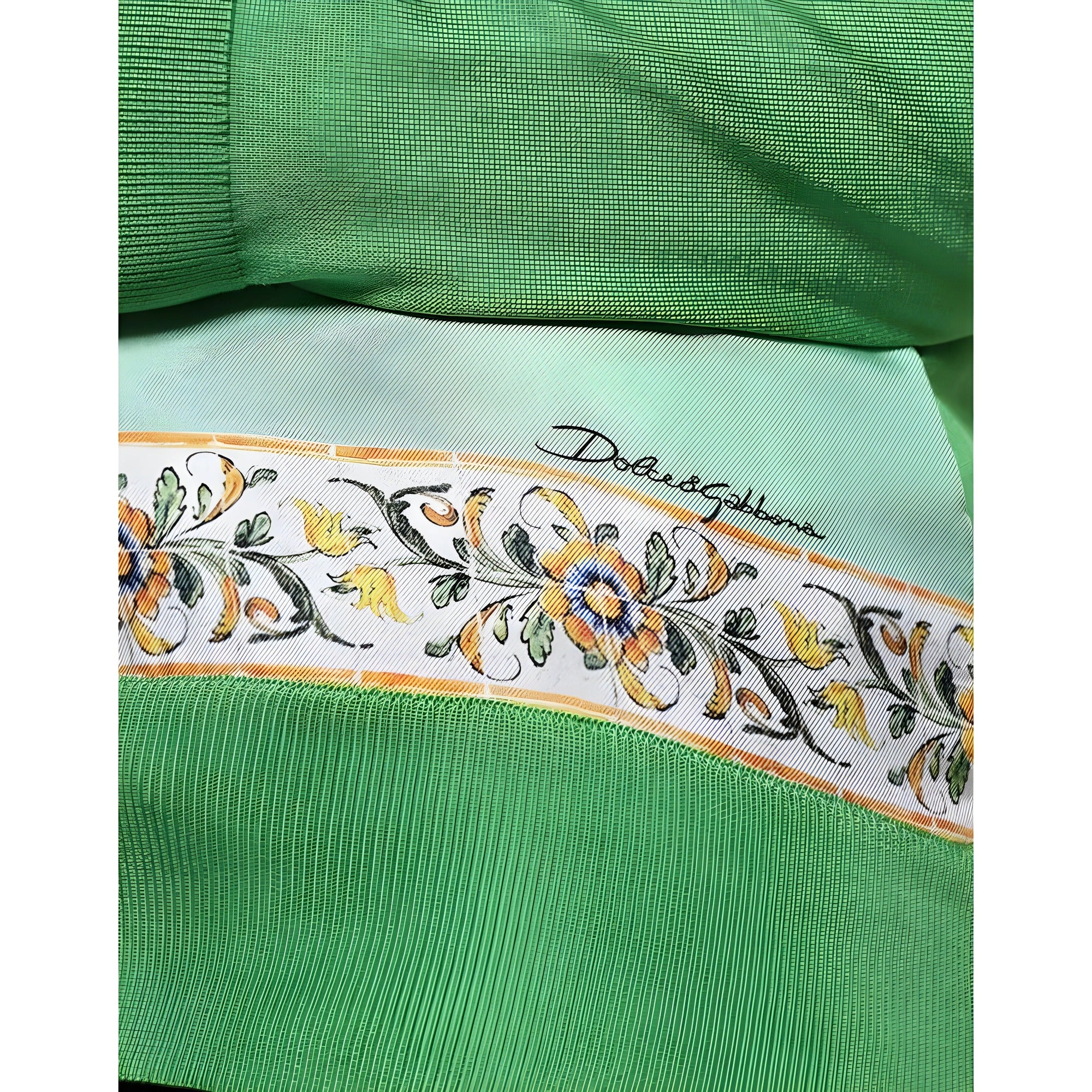Dolce & Gabbana Green Silk Granita Al Limone Long Sleeves Sweater