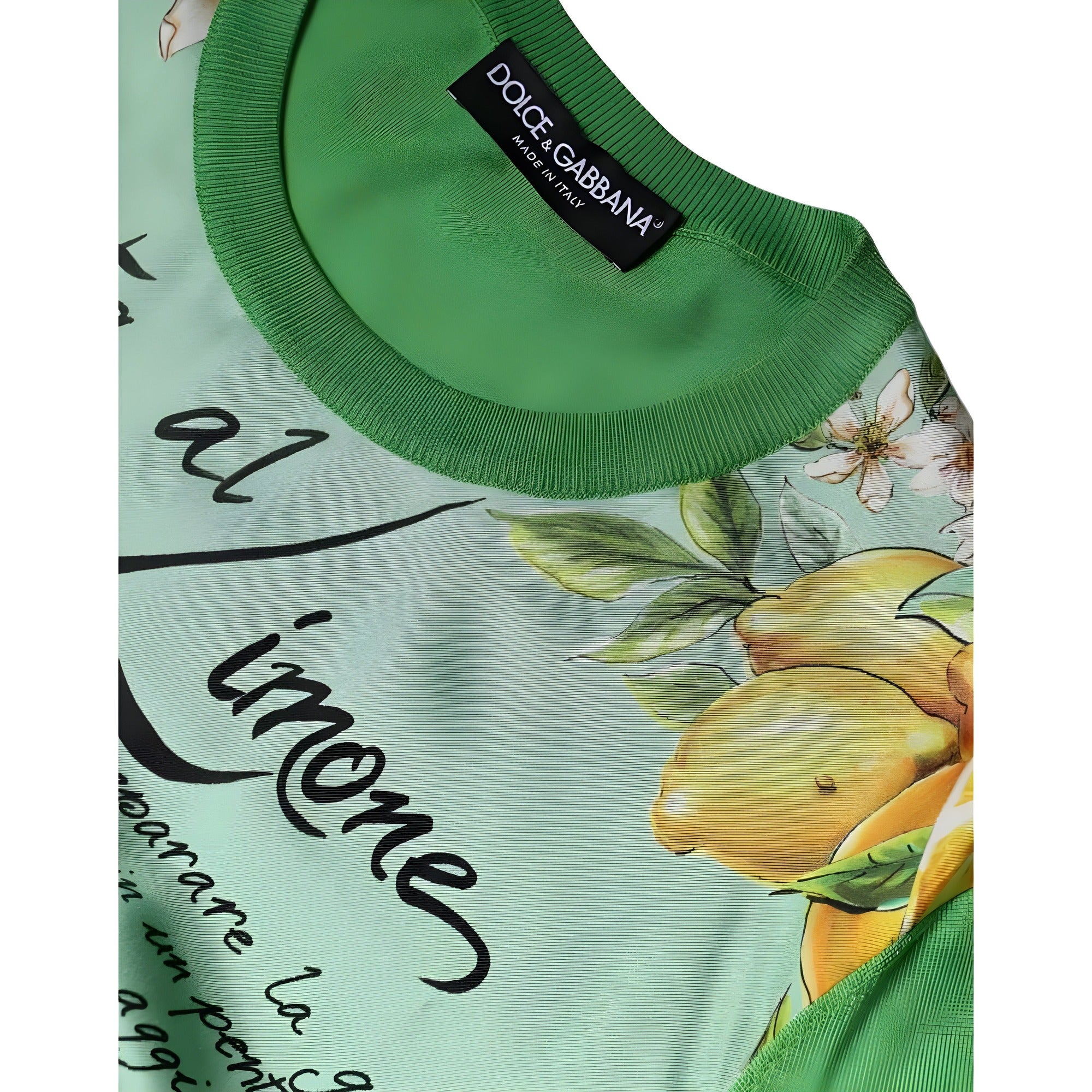 Dolce & Gabbana Green Silk Granita Al Limone Long Sleeves Sweater