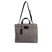 Geantă tote Dolce & Gabbana gri, din lână de alpacă, cu logo
