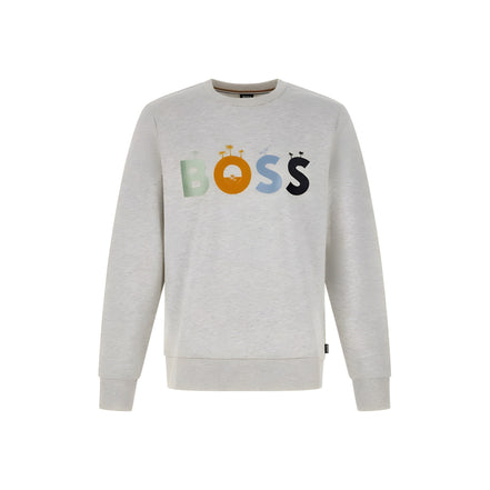 Hanorac din bumbac gri cu logo Hugo Boss
