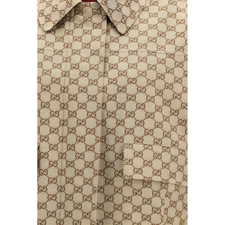 Gucci Beige GG Canvas Bomber Jacket