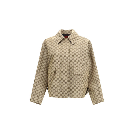 Gucci Beige GG Canvas Bomber Jacket