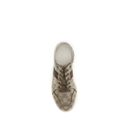 Sneakers sport din material textil bej Gucci