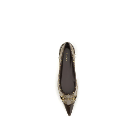 Ballet Flats Gucci Bej din material textil