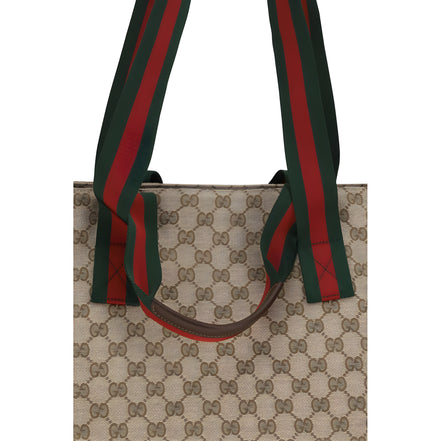 Geantă de umăr Gucci bej din material textil