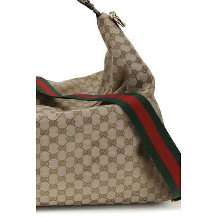 Geantă de umăr Gucci bej din material textil