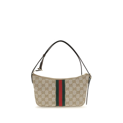 Geantă de umăr Gucci bej din material textil