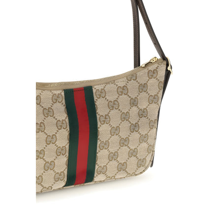 Geantă de umăr Gucci bej din material textil