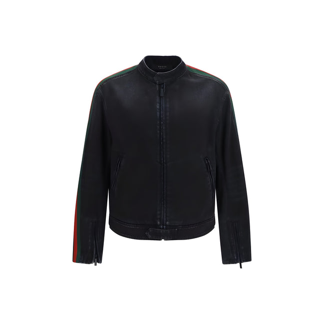 Jachetă biker Gucci neagră din bumbac