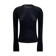 Tricou Gucci negru din bumbac, cu mânecă lungă