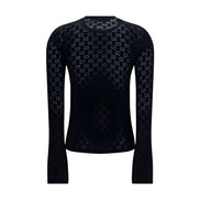 Tricou Gucci negru din bumbac, cu mânecă lungă