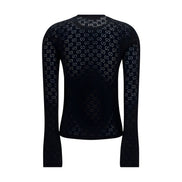 Tricou Gucci negru din bumbac, cu mânecă lungă