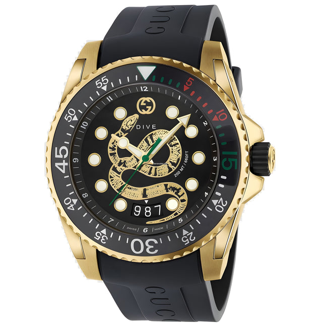 Gucci Black Rubber Sport Watch