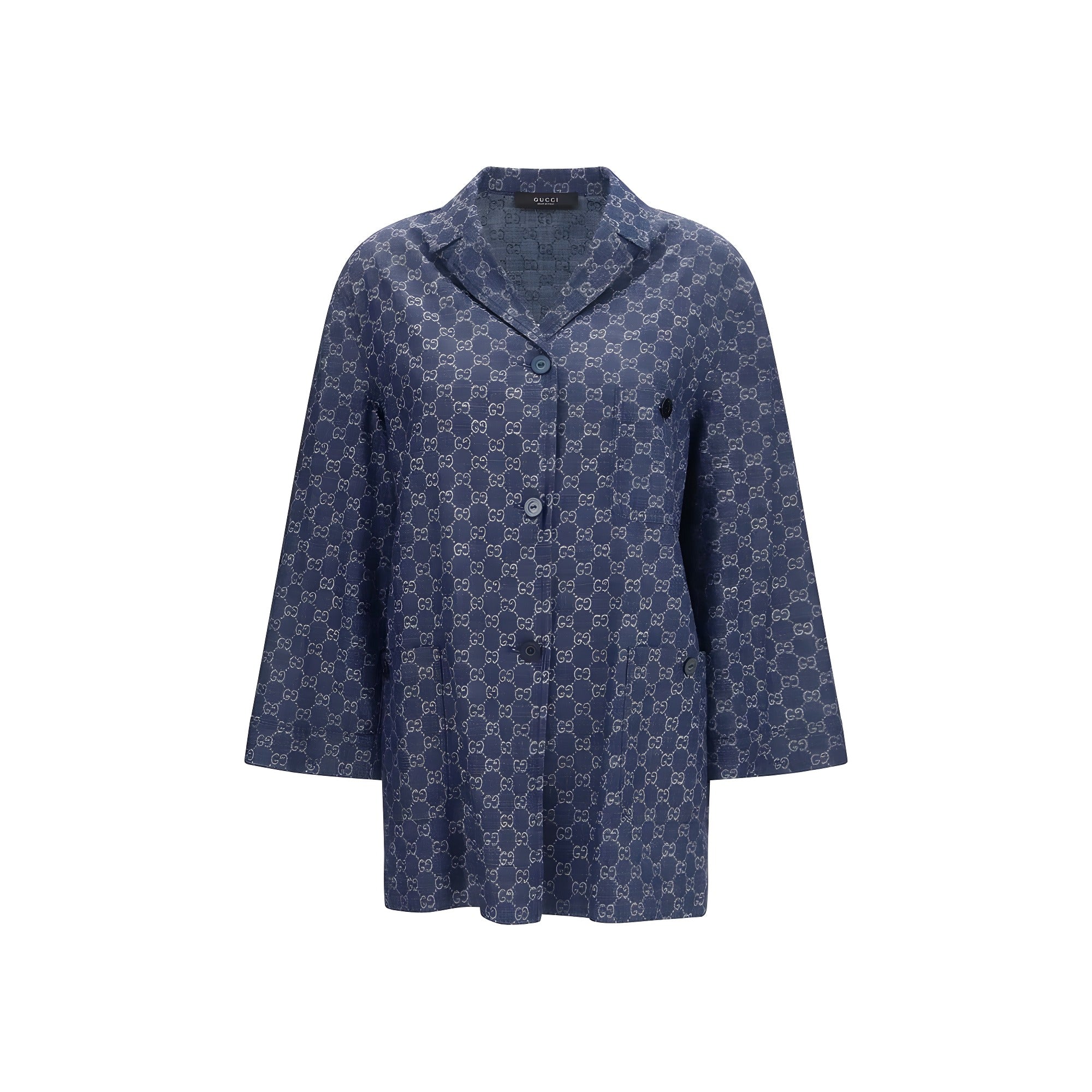 Gucci Blue Cotton Full-Length Jacket