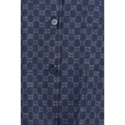 Gucci Blue Cotton Full-Length Jacket