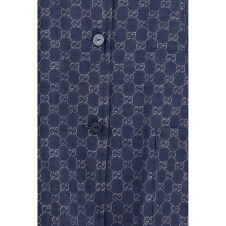 Gucci Blue Cotton Full-Length Jacket