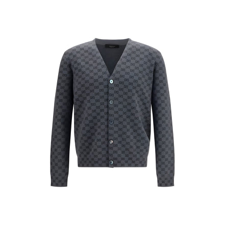 Cardigan din lână Gucci gri cu imprimeu GG