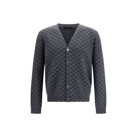 Cardigan din lână Gucci gri cu imprimeu GG