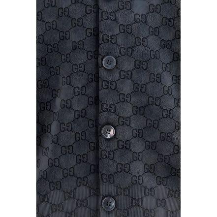 Cardigan din lână Gucci gri cu imprimeu GG