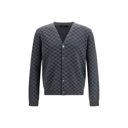 Gucci Gray GG Print Wool Cardigan