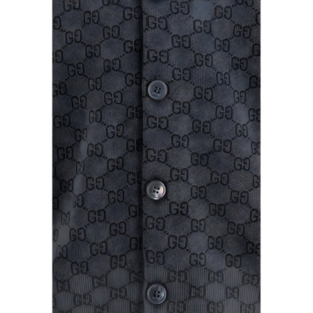Gucci Gray GG Print Wool Cardigan