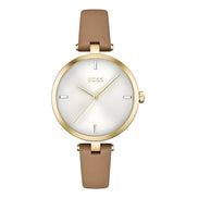 Hugo Boss Beige Leather Dress Watch