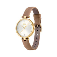 Hugo Boss Beige Leather Dress Watch
