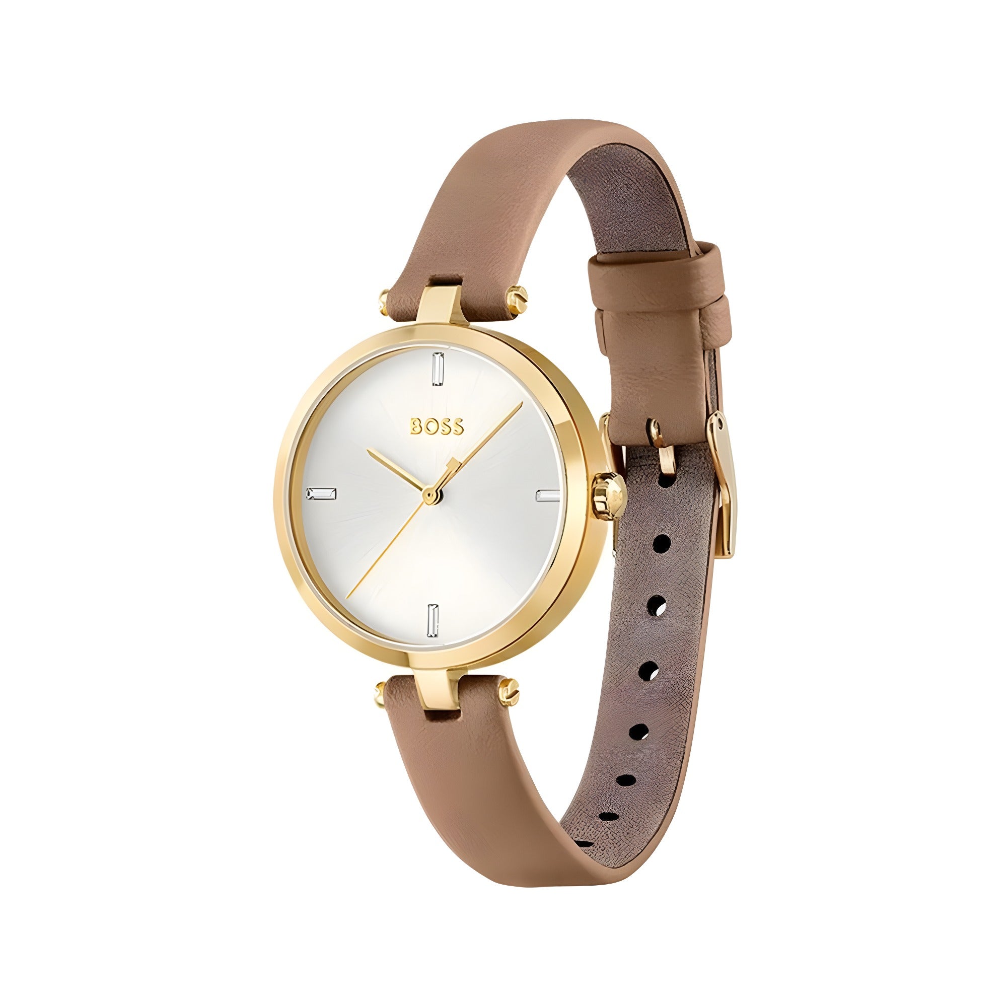 Hugo Boss Beige Leather Dress Watch